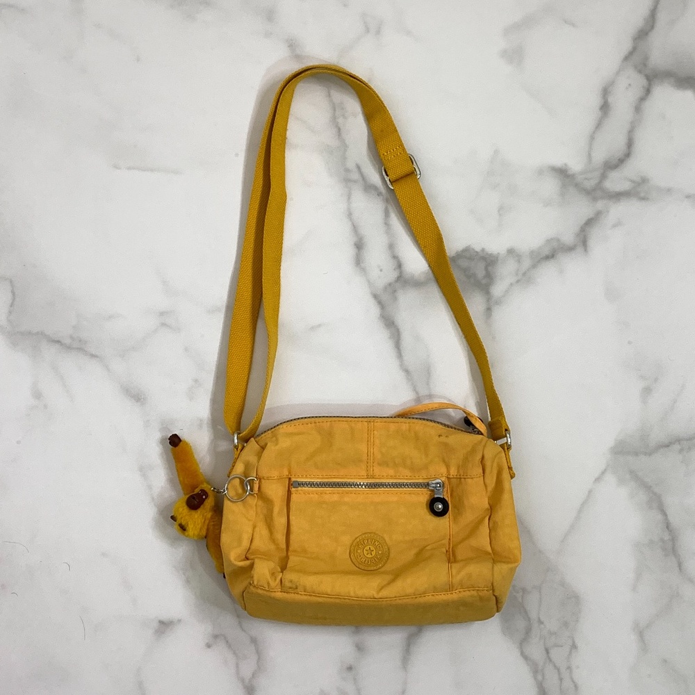 Kipling bright yellow fun mini cross body purse